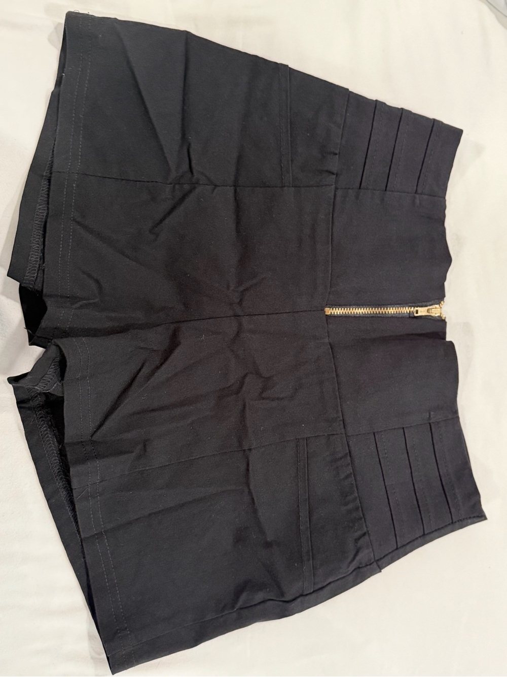 Eclipse Black High-Waist Shorts with Gold Zip